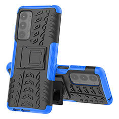 Funda Bumper Silicona y Plastico Mate Carcasa con Soporte para Motorola Moto Edge (2021) 5G Azul