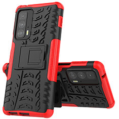 Funda Bumper Silicona y Plastico Mate Carcasa con Soporte para Motorola Moto Edge S Pro 5G Rojo