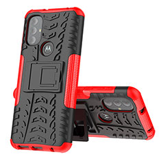 Funda Bumper Silicona y Plastico Mate Carcasa con Soporte para Motorola Moto G Play Gen 2 Rojo