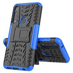 Funda Bumper Silicona y Plastico Mate Carcasa con Soporte para Motorola Moto G Power Azul