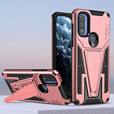 Funda Bumper Silicona y Plastico Mate Carcasa con Soporte para Motorola Moto G Pure Oro Rosa