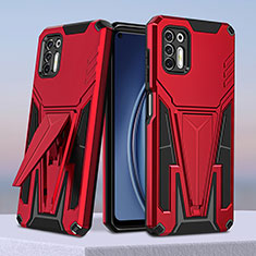 Funda Bumper Silicona y Plastico Mate Carcasa con Soporte para Motorola Moto G Stylus (2021) Rojo
