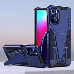 Funda Bumper Silicona y Plastico Mate Carcasa con Soporte para Motorola Moto G Stylus (2022) 4G Azul