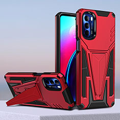 Funda Bumper Silicona y Plastico Mate Carcasa con Soporte para Motorola Moto G Stylus (2022) 4G Rojo