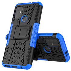Funda Bumper Silicona y Plastico Mate Carcasa con Soporte para Motorola Moto G10 Azul