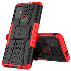 Funda Bumper Silicona y Plastico Mate Carcasa con Soporte para Motorola Moto G20 Rojo