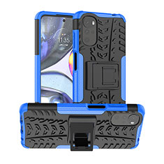 Funda Bumper Silicona y Plastico Mate Carcasa con Soporte para Motorola Moto G22 Azul