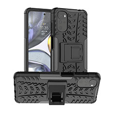 Funda Bumper Silicona y Plastico Mate Carcasa con Soporte para Motorola Moto G22 Negro