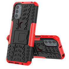 Funda Bumper Silicona y Plastico Mate Carcasa con Soporte para Motorola Moto G31 Rojo