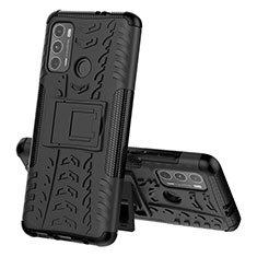 Funda Bumper Silicona y Plastico Mate Carcasa con Soporte para Motorola Moto G40 Fusion Negro