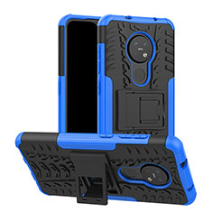 Funda Bumper Silicona y Plastico Mate Carcasa con Soporte para Nokia 6.2 Azul