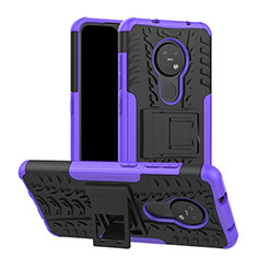 Funda Bumper Silicona y Plastico Mate Carcasa con Soporte para Nokia 7.2 Morado