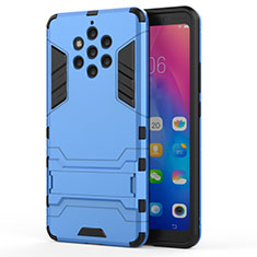Funda Bumper Silicona y Plastico Mate Carcasa con Soporte para Nokia 9 PureView Azul Cielo