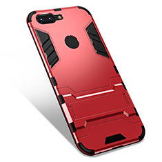 Funda Bumper Silicona y Plastico Mate Carcasa con Soporte para OnePlus 5T A5010 Rojo
