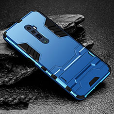 Funda Bumper Silicona y Plastico Mate Carcasa con Soporte para Oppo Reno 10X Zoom Azul Cielo