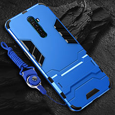 Funda Bumper Silicona y Plastico Mate Carcasa con Soporte para Realme X2 Pro Azul