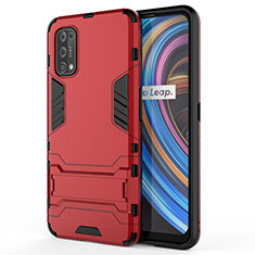 Funda Bumper Silicona y Plastico Mate Carcasa con Soporte para Realme X7 Pro 5G Rojo