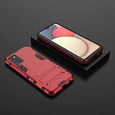 Funda Bumper Silicona y Plastico Mate Carcasa con Soporte para Samsung Galaxy A02s Rojo