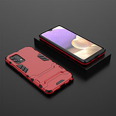 Funda Bumper Silicona y Plastico Mate Carcasa con Soporte para Samsung Galaxy A32 5G Rojo