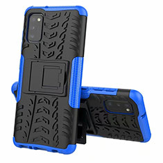 Funda Bumper Silicona y Plastico Mate Carcasa con Soporte para Samsung Galaxy A41 Azul