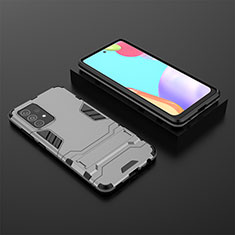 Funda Bumper Silicona y Plastico Mate Carcasa con Soporte para Samsung Galaxy A52 5G Gris