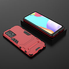 Funda Bumper Silicona y Plastico Mate Carcasa con Soporte para Samsung Galaxy A52s 5G Rojo
