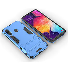 Funda Bumper Silicona y Plastico Mate Carcasa con Soporte para Samsung Galaxy A60 Azul Cielo