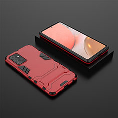 Funda Bumper Silicona y Plastico Mate Carcasa con Soporte para Samsung Galaxy A72 5G Rojo