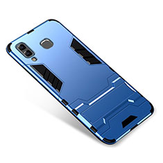Funda Bumper Silicona y Plastico Mate Carcasa con Soporte para Samsung Galaxy A9 Star SM-G8850 Azul