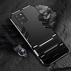 Funda Bumper Silicona y Plastico Mate Carcasa con Soporte para Samsung Galaxy A91 Negro