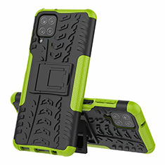 Funda Bumper Silicona y Plastico Mate Carcasa con Soporte para Samsung Galaxy F12 Verde