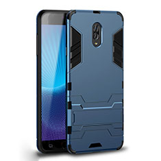 Funda Bumper Silicona y Plastico Mate Carcasa con Soporte para Samsung Galaxy J7 Plus Cian