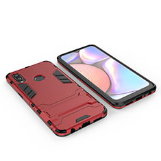 Funda Bumper Silicona y Plastico Mate Carcasa con Soporte para Samsung Galaxy M01s Rojo
