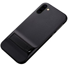 Funda Bumper Silicona y Plastico Mate Carcasa con Soporte para Samsung Galaxy Note 10 5G Negro