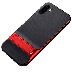Funda Bumper Silicona y Plastico Mate Carcasa con Soporte para Samsung Galaxy Note 10 Rojo