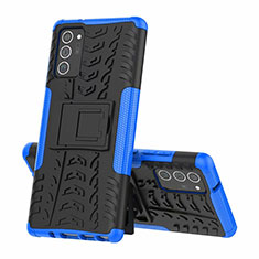 Funda Bumper Silicona y Plastico Mate Carcasa con Soporte para Samsung Galaxy Note 20 Ultra 5G Azul