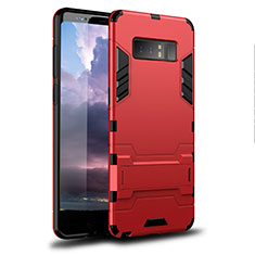 Funda Bumper Silicona y Plastico Mate Carcasa con Soporte para Samsung Galaxy Note 8 Rojo