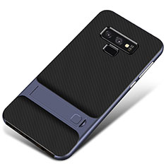 Funda Bumper Silicona y Plastico Mate Carcasa con Soporte para Samsung Galaxy Note 9 Azul