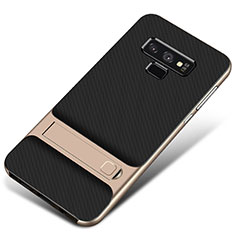 Funda Bumper Silicona y Plastico Mate Carcasa con Soporte para Samsung Galaxy Note 9 Oro