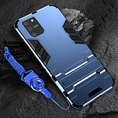 Funda Bumper Silicona y Plastico Mate Carcasa con Soporte para Samsung Galaxy S10 Lite Azul
