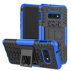 Funda Bumper Silicona y Plastico Mate Carcasa con Soporte para Samsung Galaxy S10e Azul