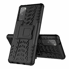 Funda Bumper Silicona y Plastico Mate Carcasa con Soporte para Samsung Galaxy S20 FE 5G Negro