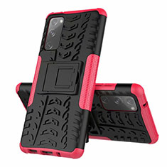 Funda Bumper Silicona y Plastico Mate Carcasa con Soporte para Samsung Galaxy S20 FE 5G Rosa