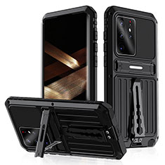 Funda Bumper Silicona y Plastico Mate Carcasa con Soporte para Samsung Galaxy S24 Ultra 5G Negro