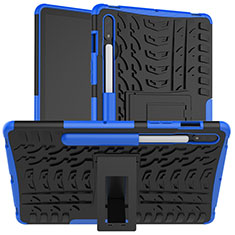 Funda Bumper Silicona y Plastico Mate Carcasa con Soporte para Samsung Galaxy Tab S7 11 Wi-Fi SM-T870 Azul