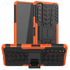 Funda Bumper Silicona y Plastico Mate Carcasa con Soporte para Sony Xperia 1 II Naranja