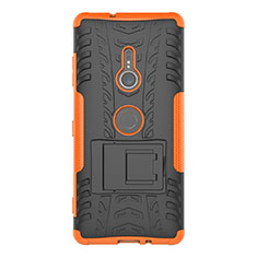 Funda Bumper Silicona y Plastico Mate Carcasa con Soporte para Sony Xperia XZ3 Naranja
