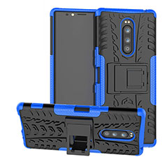 Funda Bumper Silicona y Plastico Mate Carcasa con Soporte para Sony Xperia XZ4 Azul