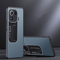 Funda Bumper Silicona y Plastico Mate Carcasa con Soporte para Xiaomi Mi 11 Pro 5G Azul