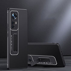 Funda Bumper Silicona y Plastico Mate Carcasa con Soporte para Xiaomi Mi 12 Pro 5G Negro